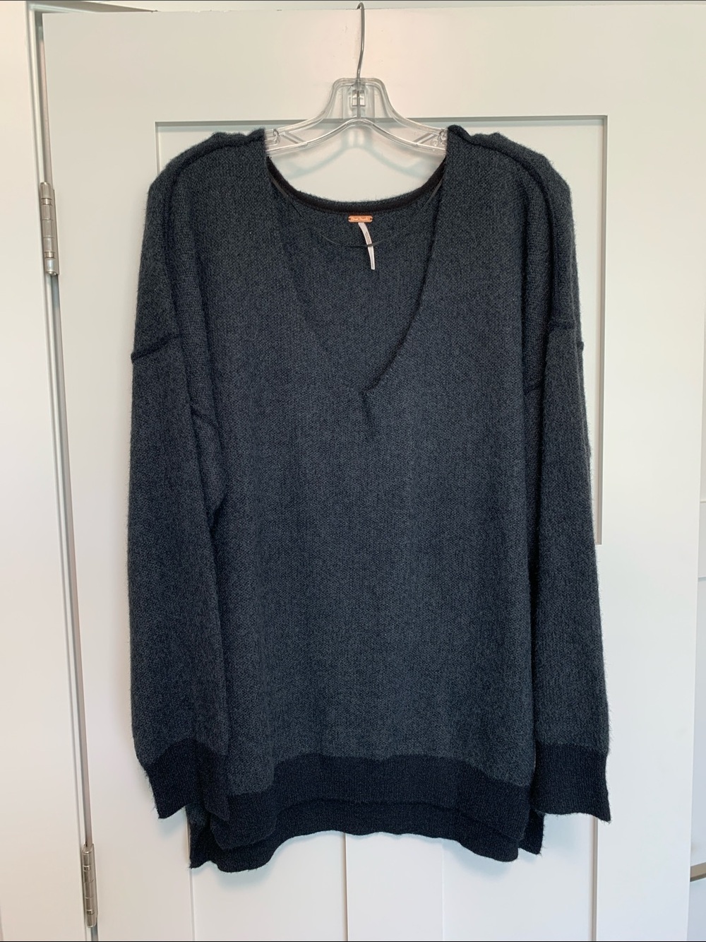 Free People Charcoal Black V-Neck Sweater